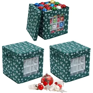 Aufbewahrungsboxen für Weihnachtskugeln, 3er-Set mit Trennwänden