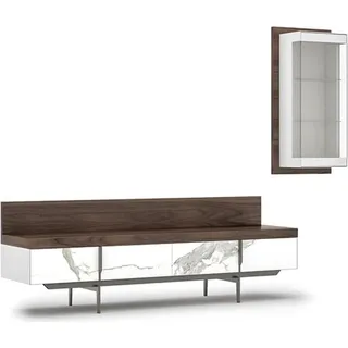JV moebel Wohnzimmer Set 2tlg TV-Ständer Komplett Hänge Vitrine Luxus Modern Design weiß