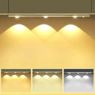 OUILA 30CM Unterbauleuchte Schrankbeleuchtung mit Bewegungsmelder LED Sensor Licht 1200 mAh USB Aufladbar Schrankleuchten stufenlose dimmbar Nachtlicht für Küche, Schlafzimmer, Treppe-1 Stück