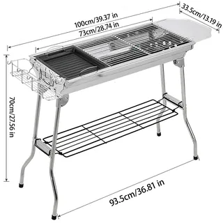 Outdoor-Camping-Grill-Set, tragbarer, faltbarer Holzkohlegrill aus Edelstahl, große Größe und leichtes Design, ideal für Camping, Strandpartys, Picknicks, Grillabende im Hinterhof und mehr