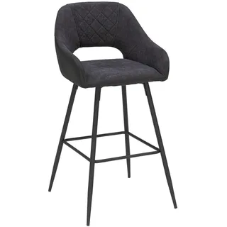 Carryhome Barhocker , Anthrazit, Schwarz , Metall, Textil , Rundrohr , 53x103x56 cm , Esszimmer, Stühle, Hocker