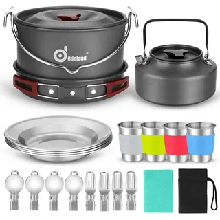 luxuskollektion Camping Geschirr Set Edelstahl Outdoor Kochen 4 Personen