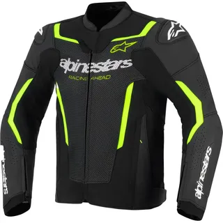Alpinestars GP Force V2 Airflow, Lederjacke - Schwarz/Neon-Gelb/Weiß / 52