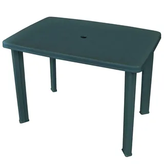 vidaXL Gartentisch mit 3.6 cm Schirmloch, 101/68/72 cm, aus Kunststoff, Grün , rechteckig , 68x72x101 cm , Gartenmöbel, Gartentische