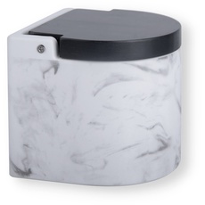 KOOK TIME Salzdose mit deckel | Salzbehälter für die küche, keramik | Salztopf mit deckel | Salzfass mit klappdeckel aus umweltfreundlichem bambus Schwarz | Maße 11,5 x 11,5 x 11,4 cm, Marmor