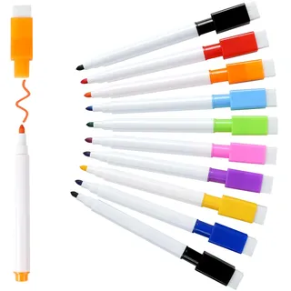 C-easb 10 Pcs Whiteboard Marker mit Magnetische, 9 Farbe Whiteboard Stifte mit Feiner Spitze, Trockenlösch Abwischbare Marker, Whiteboard Stifte Abwischbar für Memoboard, Pinnwand Flipchart Marker