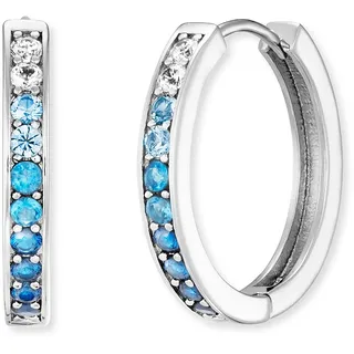 Paar Creolen ENGELSRUFER "Ocean Shade" Gr. 21, silber (silberfarben, kristallweiß, aquablau, blau, hellblau, kristallweiß, aquablau, blau, hellblau), Ohrringe, Damen, 21, Silber 925 (Sterlingsilber), Paar Creolen, Made in Germany - mit Zirkonia (synth.)
