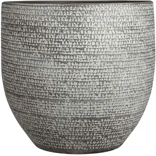 MICA Decorations Carrie Blumentopf, Terrakotta, rund, 36 x Ø 39 cm, Dunkelgrau