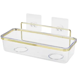 ALSEA - INSTILO - Duschablage - Badezimmer Organizer - Regal - Bad Organizer - Metall Korb - Duschregal zum Hängen - Badezimmer Aufbewahrung - 27x11x7, Gold