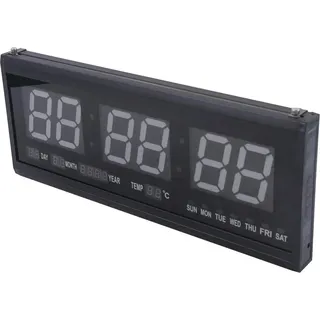 Große digitale Wanduhr - LED Wanduhr - 48 cm - 12/24 Std. - Datum & Temperatur (°C) - DC 5V ≤1,5 W - Blau, Grün