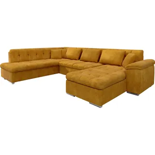 MIRJAN24 Ecksofa Niko Bis, Bettkasten und Schlaffunktion, Sofa vom Hersteller, Wohnlandschaft, Polstergarnitur (Wave 05, Seite: Rechts) - Orange