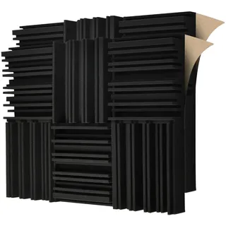 Yrendenge Akustikpaneele Selbstklebende Akustikschaumstoff 12 Stück, Schalldämmung Wand Absorber Akustikplatten 30x30x5cm Schallschutz Schaumabsorber für Wand Aufnahmestudio, Youtube-Zimmer, Schwarz