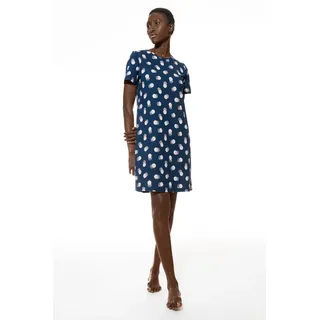 Nachthemd MEY "Scribbled Dots", Damen, Gr. 48, N-Gr, blau (deep marine), Single Jersey, Obermaterial: 100% Baumwolle, bequem knielang, Rundhals, Kleider Nachthemd, Farbiger Punkteprint