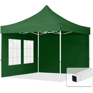 Faltpavillon Economy 3 x 3 m inkl. 2 Seitenteile dunkelgrün 59038