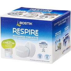 Bostik RESPIRE 2 Nachfülltabs je 250 g für Luftentfeuchter, Farbstoff- und Parfümfreie Tabs für Haus, Wohnung und Wohnwagen, für Räume bis 25m2, 2x250g Nachfülltabs für Luftentfeuchter