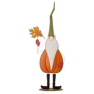 Glitzhome GH20025 Fall Metall Gnom stehend Dekor, orange