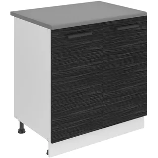 Belini Unterschrank Küche, Küchenunterschrank 80 cm Breite. SD Küchenunterschrank mit Arbeitsplatte. Küchenschrank mit 2 Türen, Königliches Ebenholz - Schwarz