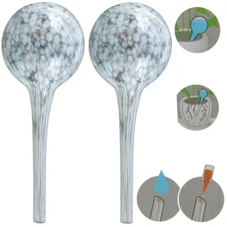 Wasserspender 2 Stück Set aus Glas für Topfpflanzen, Kugel, rund Ø 6 cm Farbe Weiß 100 ml modern, häusliche Bedingungen, für töpfe, für blumen, wasserregulierung-sorgt für optimale Dosierung