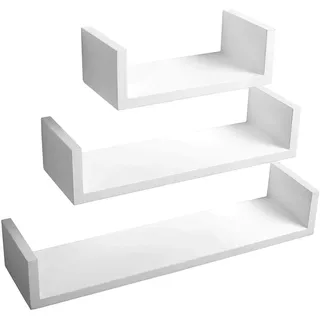 Woltu Bücherregal 3er Set 26 x 6 x 9,7 cm / 34 x 7,5 x 9,7 cm / 42 x 9 x 9,7 cm Weiß