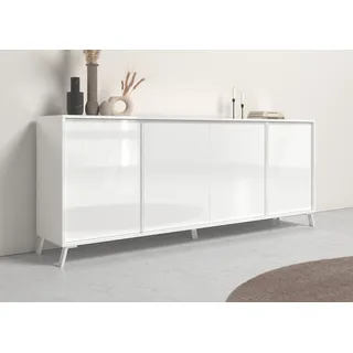 Sideboard HOME AFFAIRE "City", weiß (weiß hochglanz lack), B:205cm H:84cm T:40cm, Sideboards, Sideboard, Breite ca. 205 cm