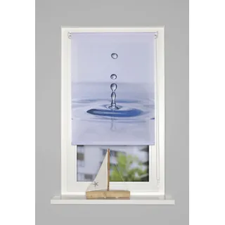 Raffrollo HOME WOHNIDEEN "FARO" Gr. 6, blau, B:100cm H:150cm, Obermaterial: 100% Polyester, Raffrollos, Raffrollo, Kettenzugrollo, digital bedruckt