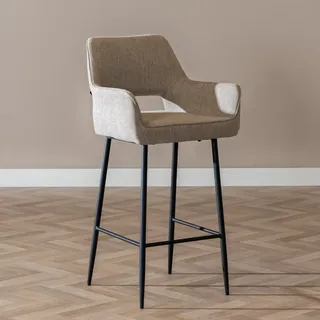 Bronx71 Barhocker Inga mit Armlehne recycelter Stoff taupe 78 cm - Beige