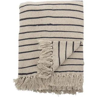 Bloomingville Hochwertige Tagesdecke 160 x 130 cm – Vielseitige Kuscheldecke aus recycelter Baumwolle, ideal als Sofadecke oder für Bett und Garten, kuschelig weich und pflegeleicht (Schwarz-Weiss)