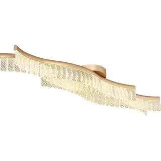 LED Deckenlampe gold, Kristalle klar, L 108 cm - Gold