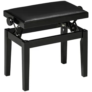 Homcom Klavierhocker Holz Leder Schwarz 63 x 33 x 45-56 cm