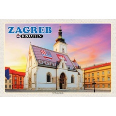 Holzschild 20x30 cm - Zagreb Kroatien St. Markus Kirche