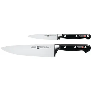 ZWILLING Professional S Messer-Set, 2-teilig (Spick-/Garniermesser 10 cm, Kochmesser 20 cm), Rostfreier Spezialstahl/Kunststoff-Griff mit Nieten, Schwarz [Made in Germany]