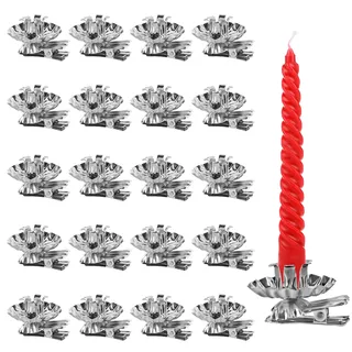 KATELUO 20 Stück Baumkerzenhalter Clip, Mini Kerzenhalter für Weihnachtsbaum, Kerzenständer Metall Vintage Kerzenhalter Silber mit Clip für Hochzeit, Geburtstag, Feier, Party, Weihnachten Dekoration