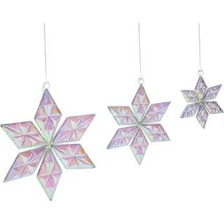 BELIANI LED Weihnachtsdekorationen 3er Set Mehrfarbig Kunststoff 25/35/46 cm Sterne zum Aufhängen mit Beleuchtung Deko Weihnachtsdeko Adventsdekoration - Bunt