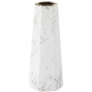 30cm Weiß Gold Marmor Vase Keramik Vasen Blumenvase Deko Dekoration