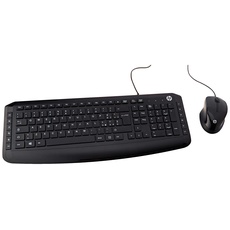 HP - PC Pavilion 200 USB-Tastatur und -Maus, Schnellwahl- und Multimedia-Tasten, LED-Anzeige für Umschalt-/Zahlen- und Scrolltasten, integrierte Handballenauflage, DPI 1600, schlankes Design, Schwarz