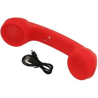 Retro Telefonhörer, Strahlungssicher, Wiederaufladbar, HD Lautsprecher und Mikrofon, Einfach zu Bedienen, Kompatibel mit Mobiltelefon, Computer, USB Anschluss (Rot)