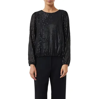 Comma Bluse mit Pailletten und Elastikbündchen