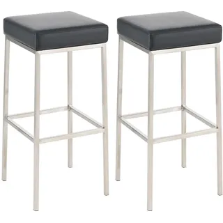 CLP Barhocker 2er Set Lederlook schwarz , Schwarz , Metall , 37x85x37 cm , Esszimmer, Barmöbel, Barhocker