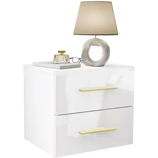 lookway Nachtschrank Lina LUX 45 x 41,8 x 38,5 cm Gold/Weiß