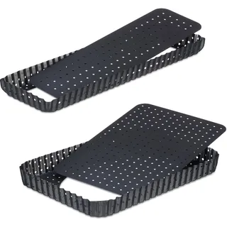 Relaxdays Tarteform 2er Set rechteckig 36 x 12 cm / 30 x 10 cm