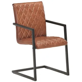 vidaXL Freischwinger 2 Stk. Braun Echtleder - Braun