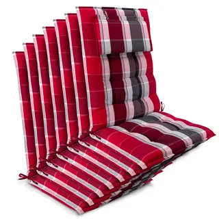 Beautissu Hochlehner Auflage 120 x 50 x 8 cm rot gestreift 7-tlg.