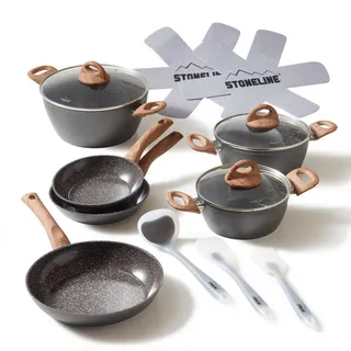 Stoneline Kochgeschirr-Set 14-Teilig , Grau , Metall , Kochgeschirr, Töpfe, Topfsets