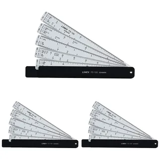 Linex Fächerreduktionslinial, Kunstleder Etui, 18 cm (Packung mit 3)
