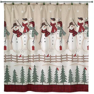 Avanti Schneemänner Gathering Vorhang für die Dusche One Size rot