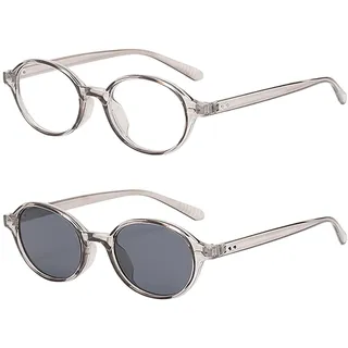 CHSZSH 2 Paar Runde Sonnenbrillen, Vintage-Sonnenbrillen, Damensonnenbrillen, Sonnenbrillen Mit Klarem Rahmen, Augenaccessoires