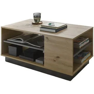 Furn.Design Couchtisch Eiche Artisan, Graphit grau 100 cm, Wohnzimmertisch mit Stauraum , Holzwerkstoff , Nachbildung,Eiche , Holz Optik, Uni , Rechteckig , Sockel , 60x46x100 cm , Wohnzimmer, Wohnzimmertische, Couchtische
