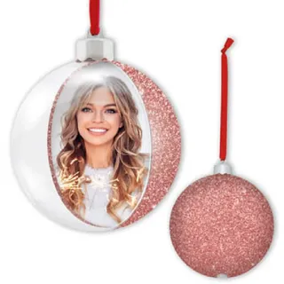 ZEP Weihnachtskugel mit Foto 10x10 cm rosa zum Aufhängen - Rosa