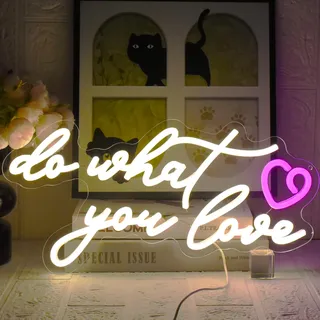 UExnkj-Y Do What You Love Neon Schild Warmweiße Buchstaben Neonlich für Wand Dekor, USB Dimmbare Neonschilder für Schlafzimmer Bar Hochzeit Geburtstagsfeier Valentinstag