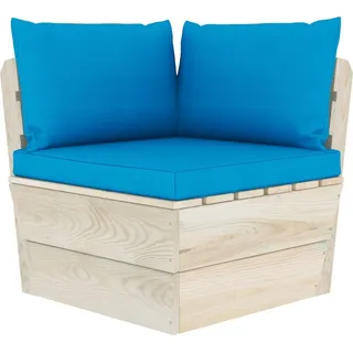 Garten-Paletten-Ecksofa mit Kissen Imprägniertes Fichtenholz - Blau, Bunt